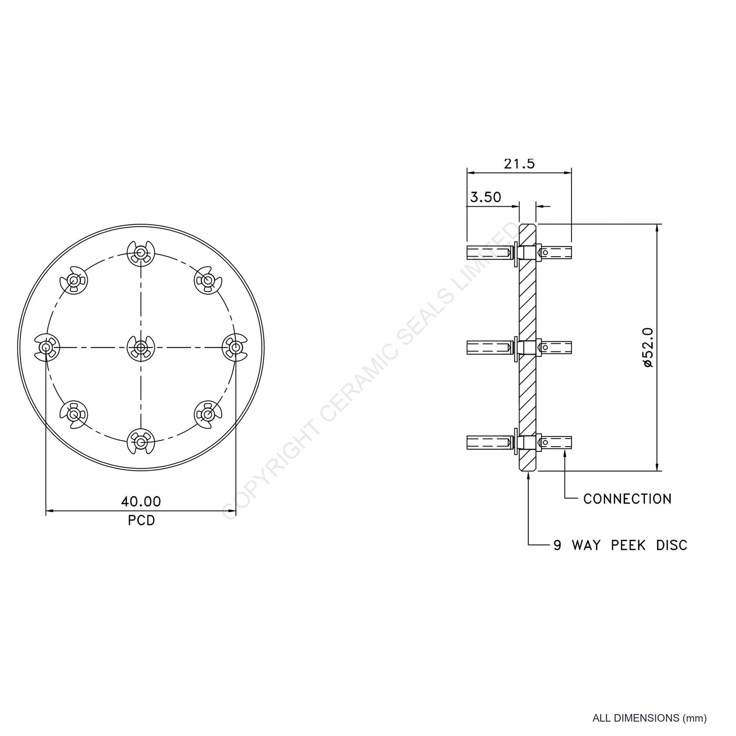 In Vacuum Connector 9 Way Female