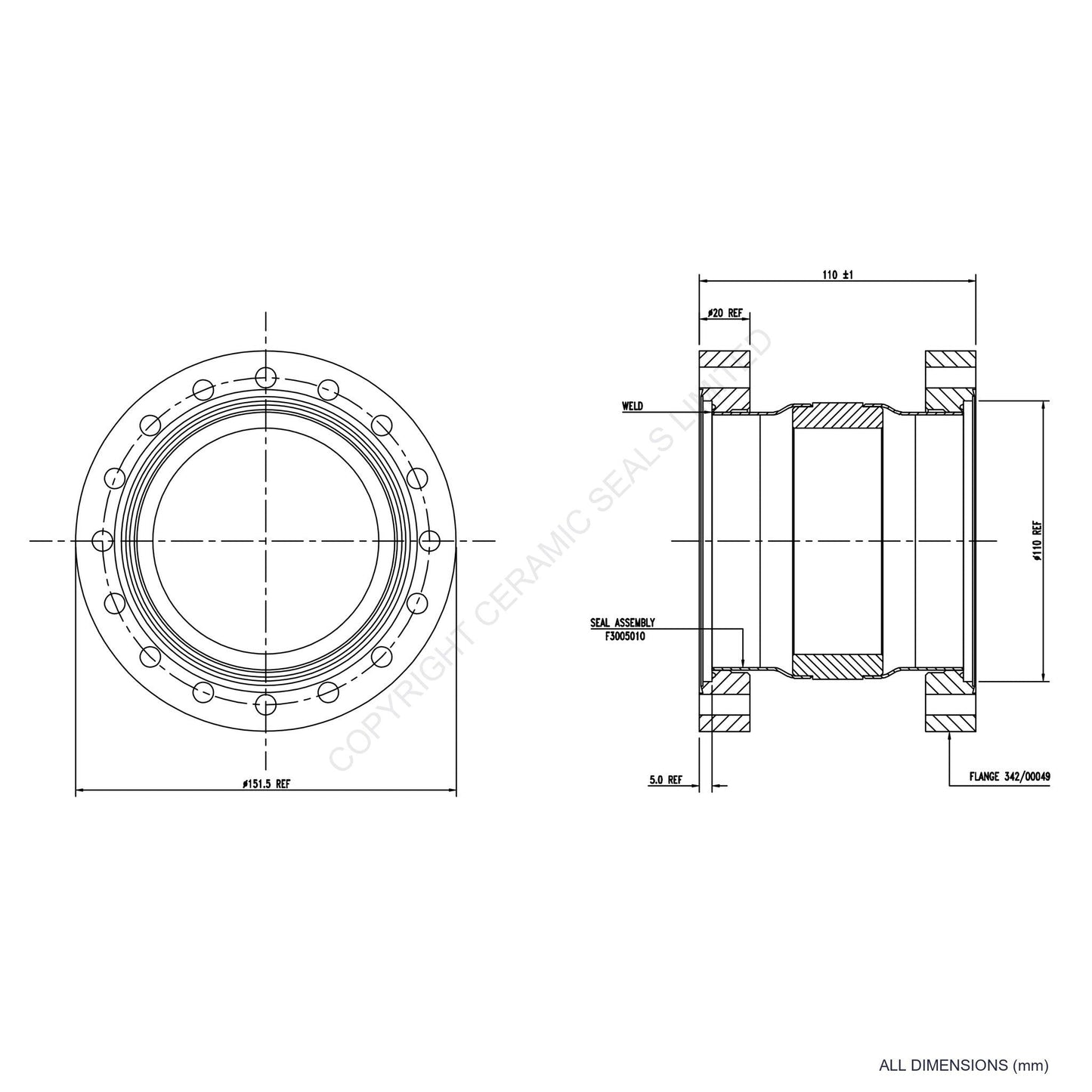 10kV 90mm Through Flanged Isolator