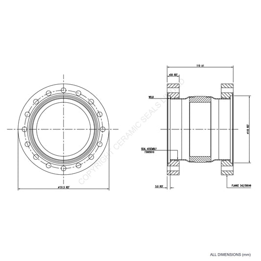 10kV 90mm Through Flanged Isolator