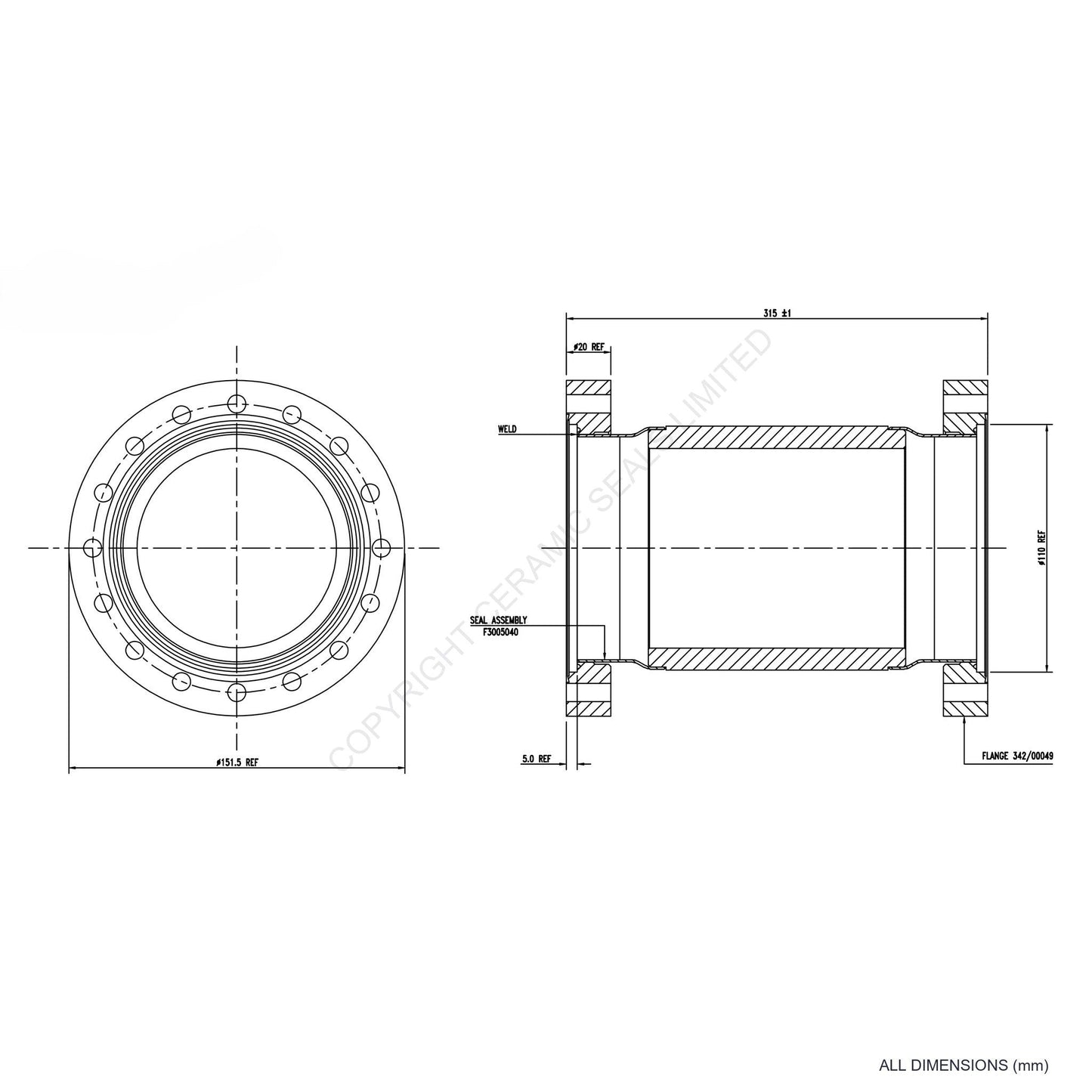 75kV 90mm Through Flanged Isolator
