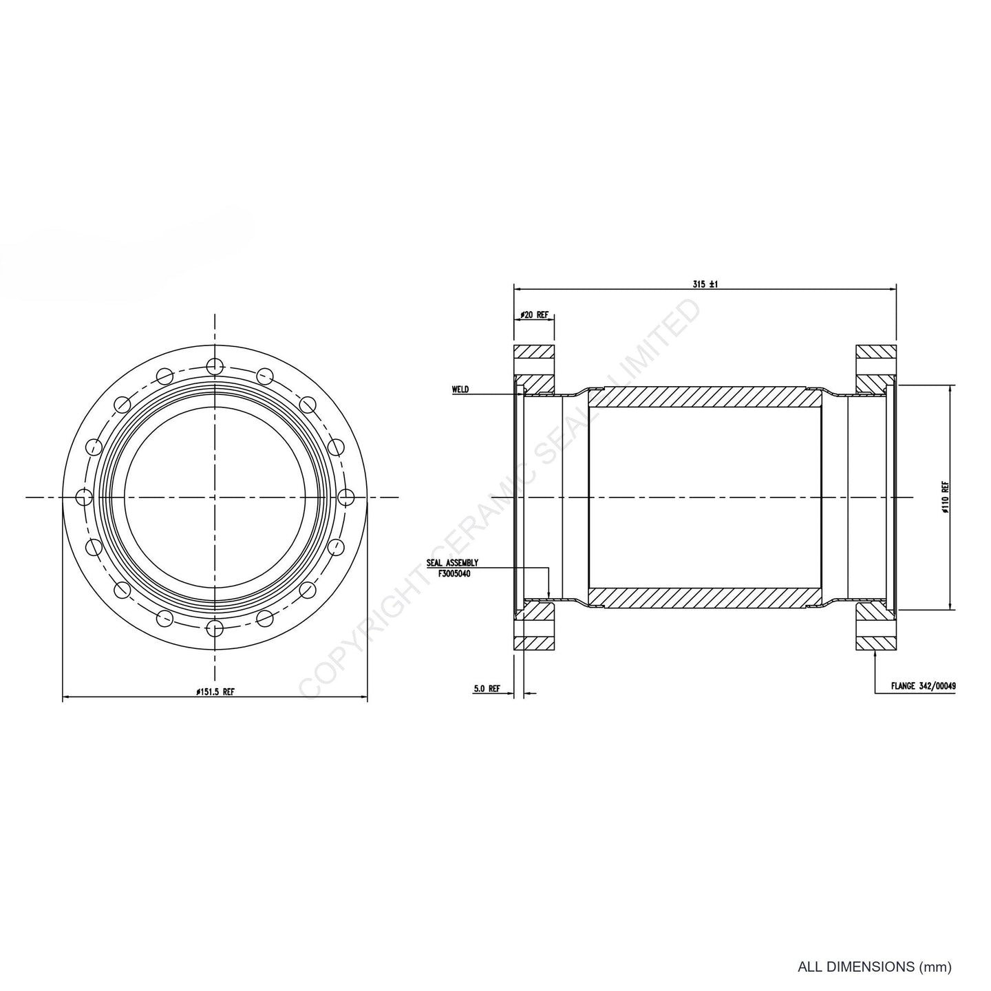 75kV 90mm Through Flanged Isolator