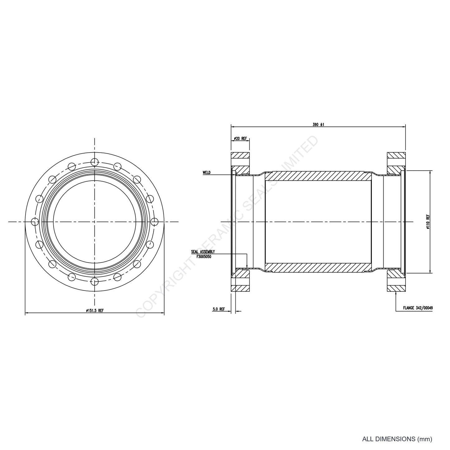100kV 90mm Through Flanged Isolator