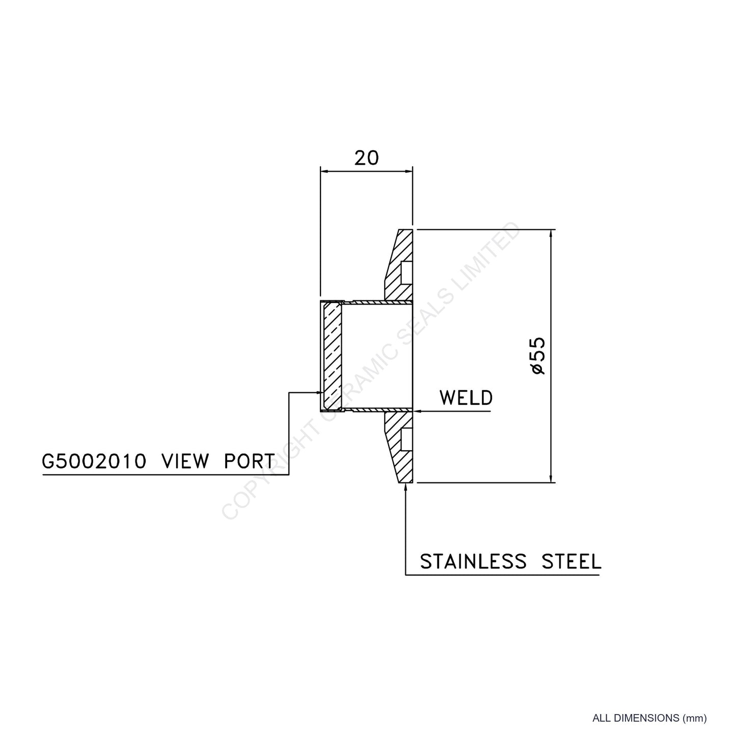 Viewport O-Ring Flanged (20mm)